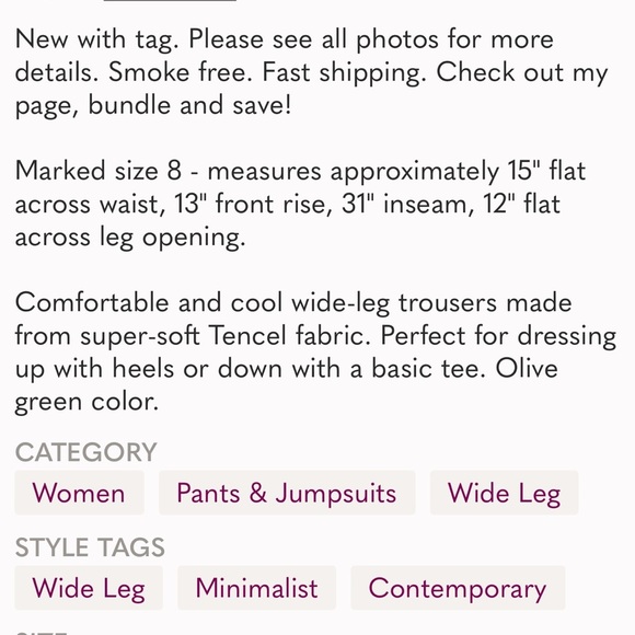 Vetta Capsule Wide Leg Trousers, Shorts & Crop Olive (Limited Edition) - Picture 14 of 14